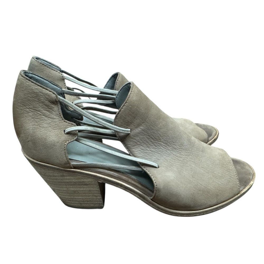 Eileen Fisher Nikki Sandal Leather Open Toe Mule Heel Shoes Size 8.5
